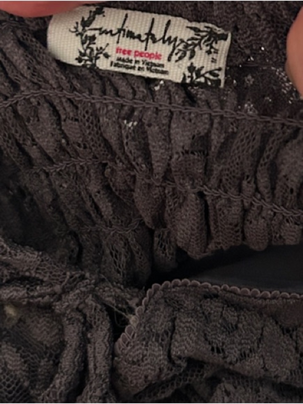 Free People Charcoal Lace Tie-Front Square-Neck Bodysuit Strike A Pose Size M - Picture 5 of 11